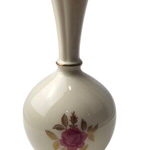 Lenox Rose Bud Vase Ivory‎ Porcelain Gold Trim Vintage Made in USA W-G